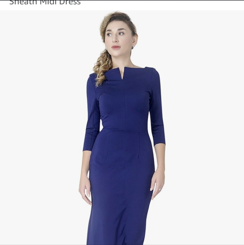 Marycrafts Square Neck Midi Sheath Dress
